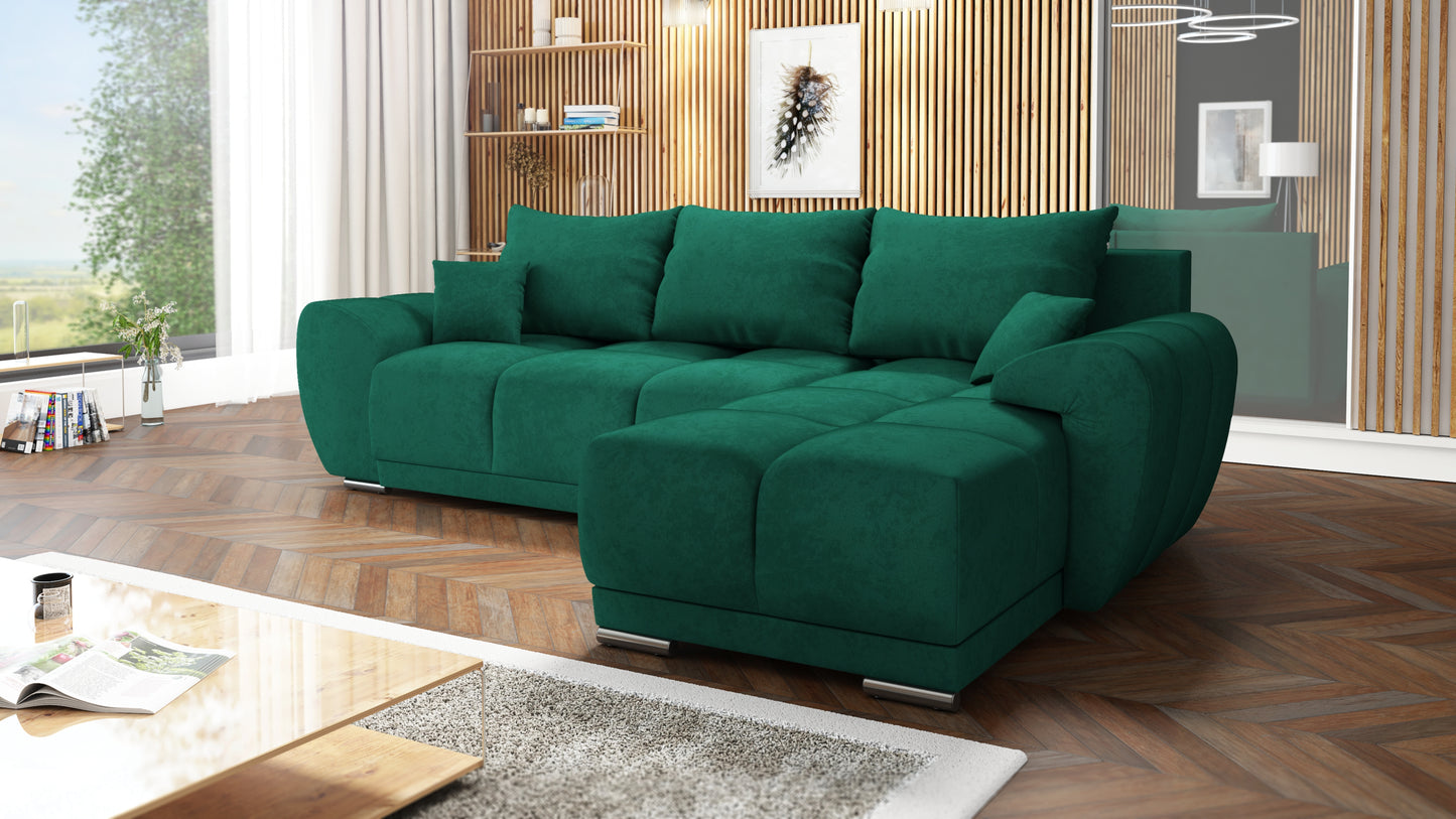 PIKOWANY NAROŻNIK ROZKŁADANY ROGÓWKA Z FUNKCJĄ SPANIA SZARY HONEY L