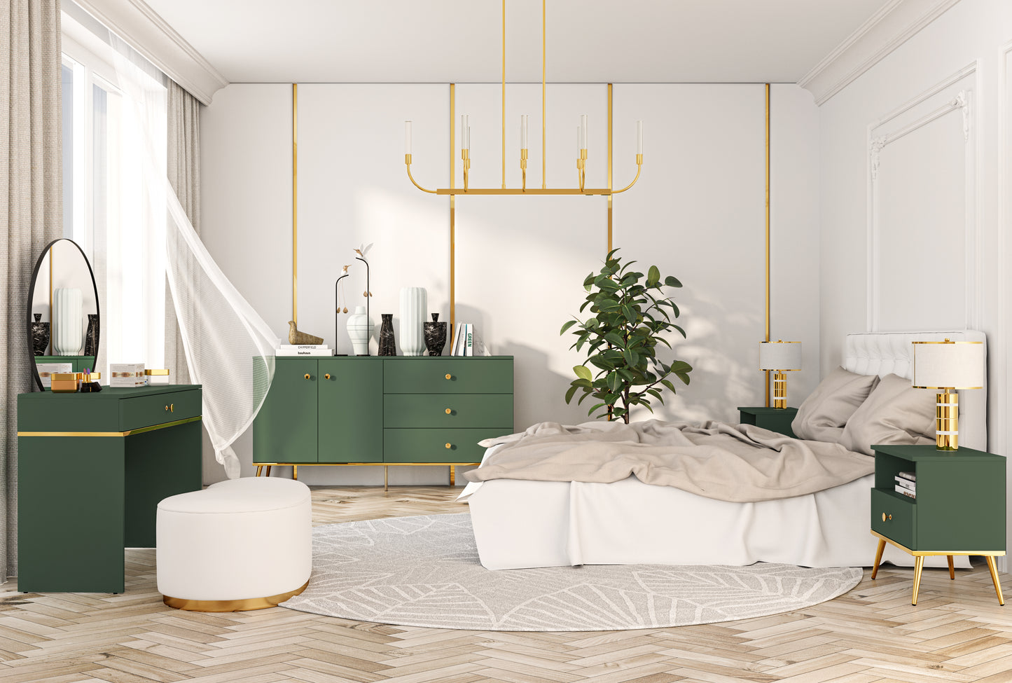 NOWOCZESNA ZIELONA WITRYNA Z PODŚWIETLENIEM LED GREEN 55 CM