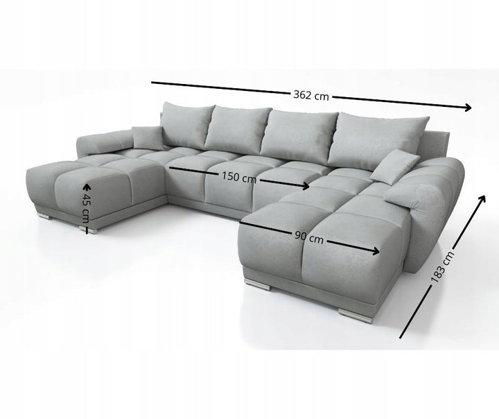 DUŻY NAROŻŃIK XL HONEY U Z FUNKCJA SPANIA I POJEMNIKIEM NA POŚCIEL TKANINA Centaur Bounce PLAMOODPORNA