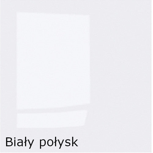 Zdjęcie przedstawiające płytę meblową w kolorze biały połysk, w której mogą zostać wykonane fronty nowoczesnej szafy na ubrania Paris.