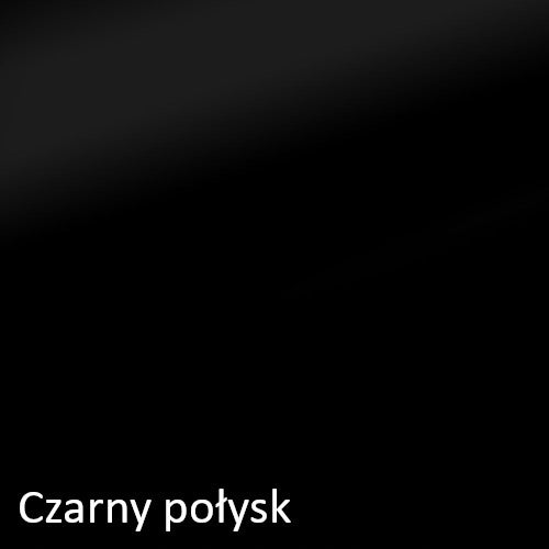 Zdjęcie obrazujące płytę meblową w kolorze czarny połysk, w której mogą zostać wykonane fronty szafy na ubrania Paris z półkami oraz drążkiem na wieszaki. 