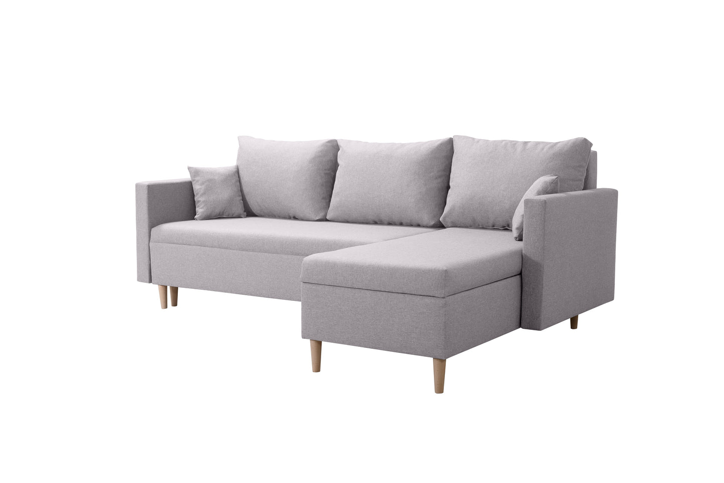 Jasnoszary narożnik w stylu skandynawskim. 3 poduszki oparciowe + 2 małe a to wszystko w cenie narożnika. drewniane nóżki duży wybór kolorystyczny tkanin obiciowych. Narożnik tani lecz solidny. Taniej niż IKEA