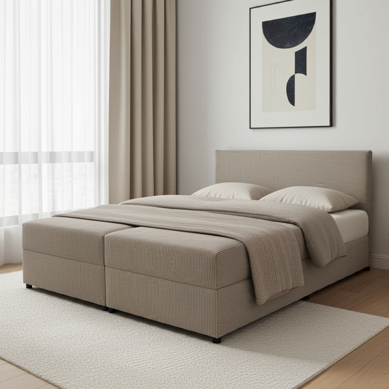 Tapicerowane podwójne łóżko Cordia Sztruks 140x200 z pojemnikiem + materac