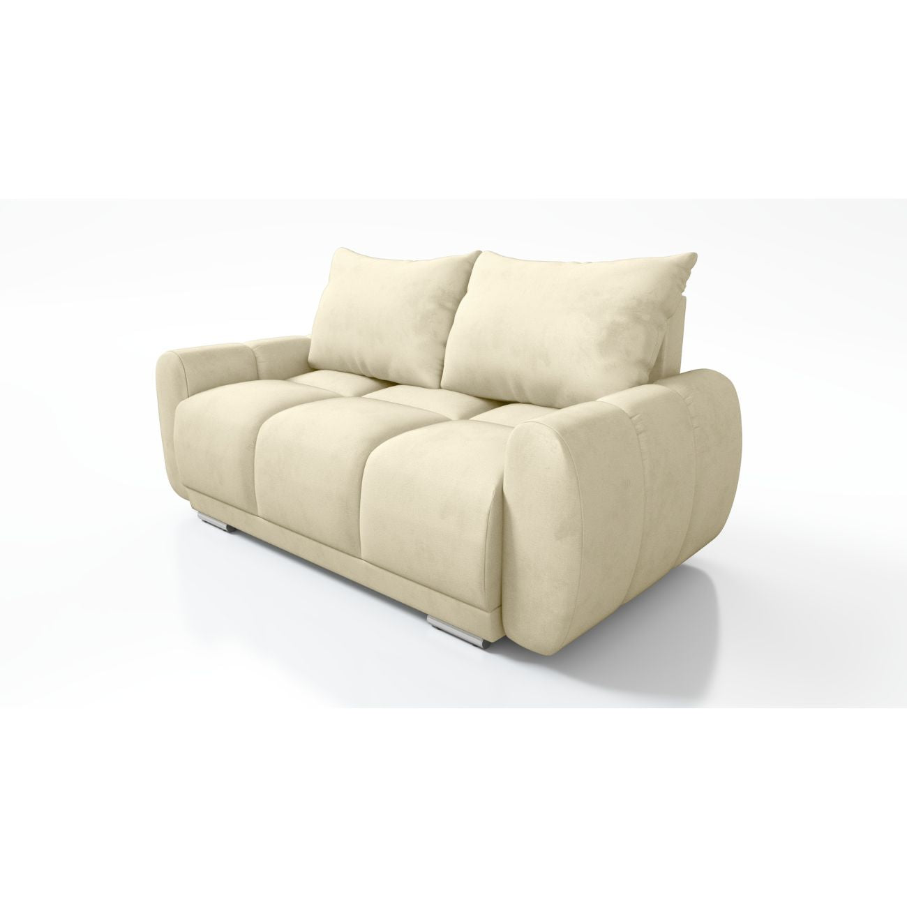 2-OSOBOWA SOFA DO SALONU BEŻ HONEY DWÓJKA PIKOWANA WELUR SPRĘŻYNY