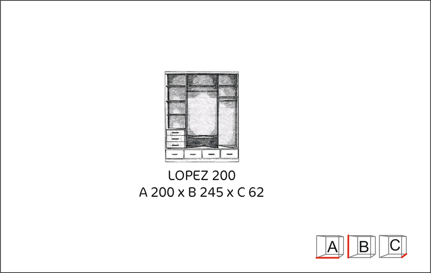 Szafa przesuwna z lustrem Lopez 200 cm