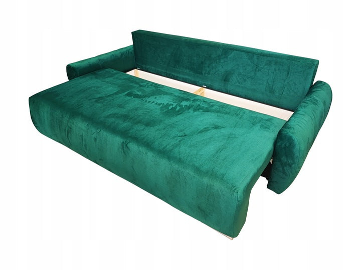 KANAPA ROZKŁADANA Z FUNKCJĄ SPANIA SOFA 3 KODA POJEMNIK SPRĘŻYNY WELUR TKANINA PLAMOODPORNA