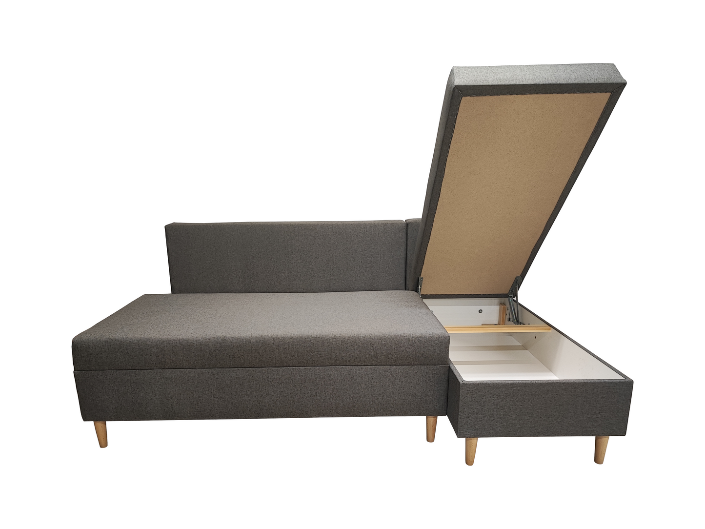 MAŁY NAROŻNIK ROZKŁADANY DO SALONU SCANDIK MINI 200 CM 2X POJEMNIK ROGÓWKA