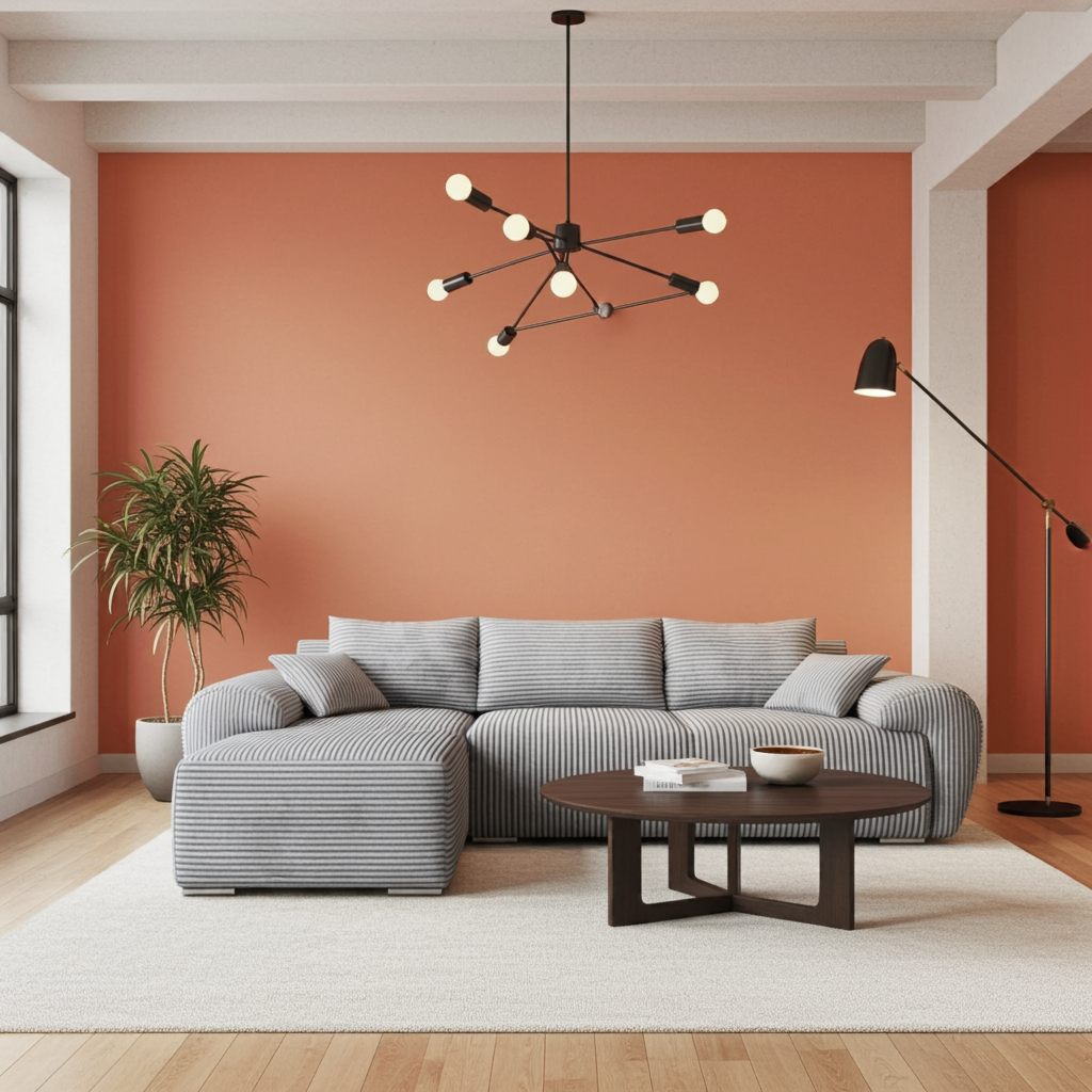 SZARY NAROŻNIK ROZKŁADANY Z FUNKCJĄ SPANIA UBO ROGÓWKA TOP SZTRUKS 276 CM