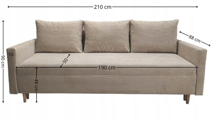 KANAPA ROZKŁADANA SCANDIK 3 210 CM SOFA Z FUNKCJĄ SPANIA BONELL DL SZTRUKS