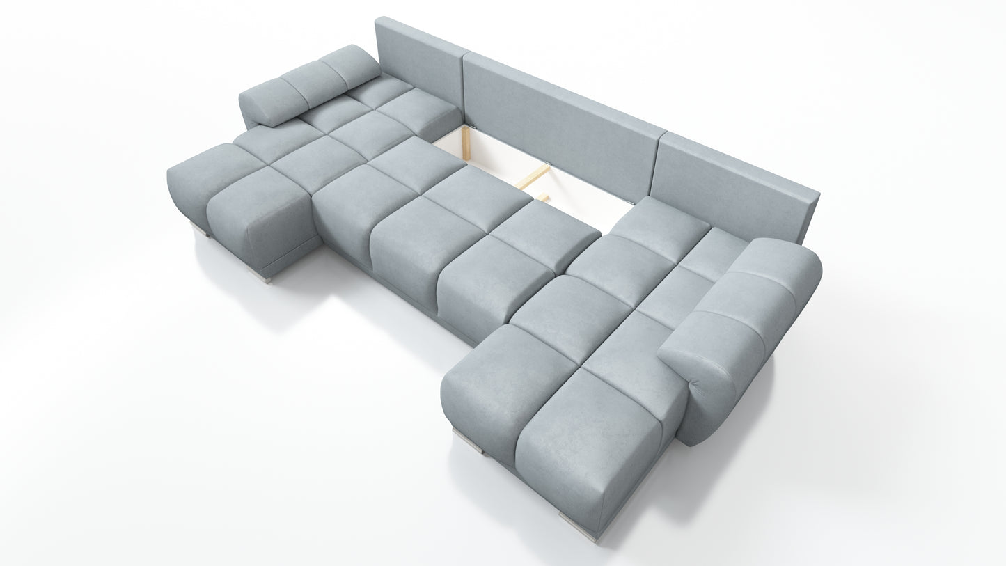 MUSZTARDOWY DUŻY NAROŻNIK ROZKŁADANY Z FUNKCJĄ SPANIA ROGÓWKA HONEY U