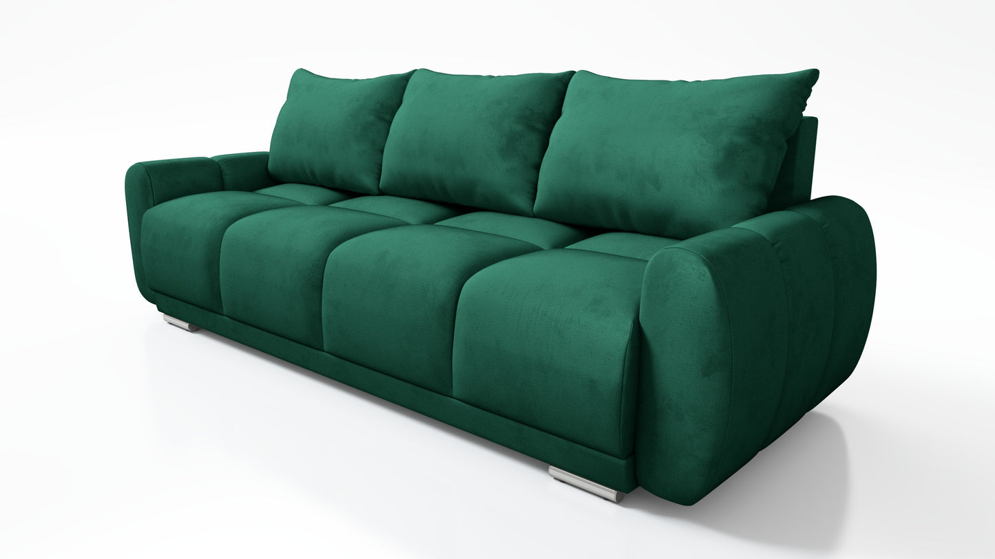 NOWOCZESNY ZESTAW DO SALONU ZIELONA KANAPA ROZKŁADANA + SOFA DWÓJKA HONEY