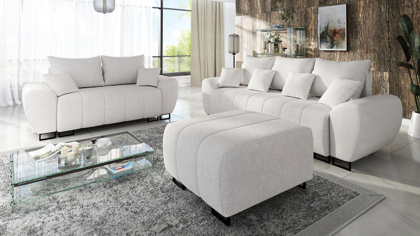 NOWOCZESNY ZESTAW DO SALONU SOFA 2 + SOFA 3 + PUFA RAGNAR