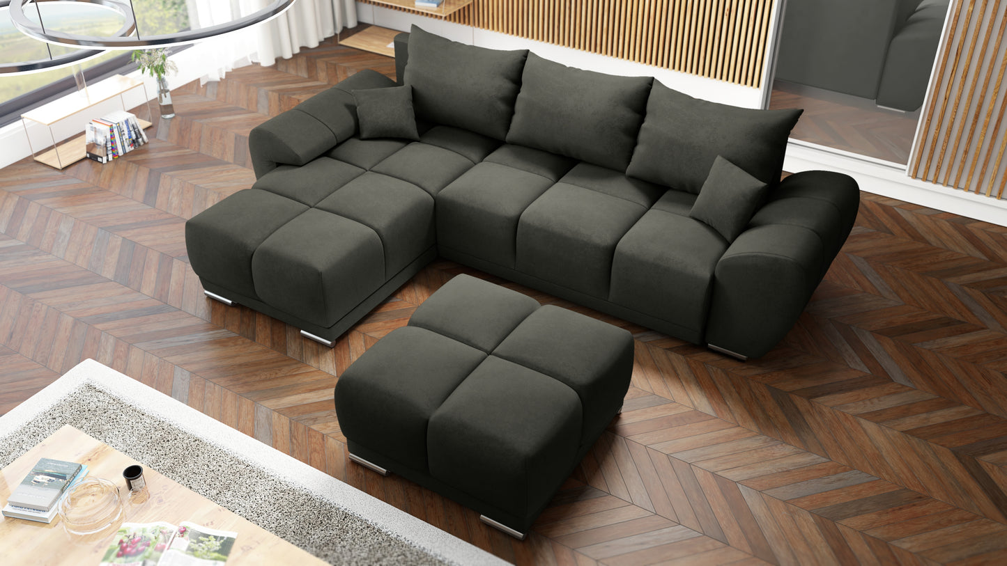 NOWOCZESNY NAROŻNIK ROZKŁADANY KANAPA DO SALONU FUNKCJA SPANIA HONEY L