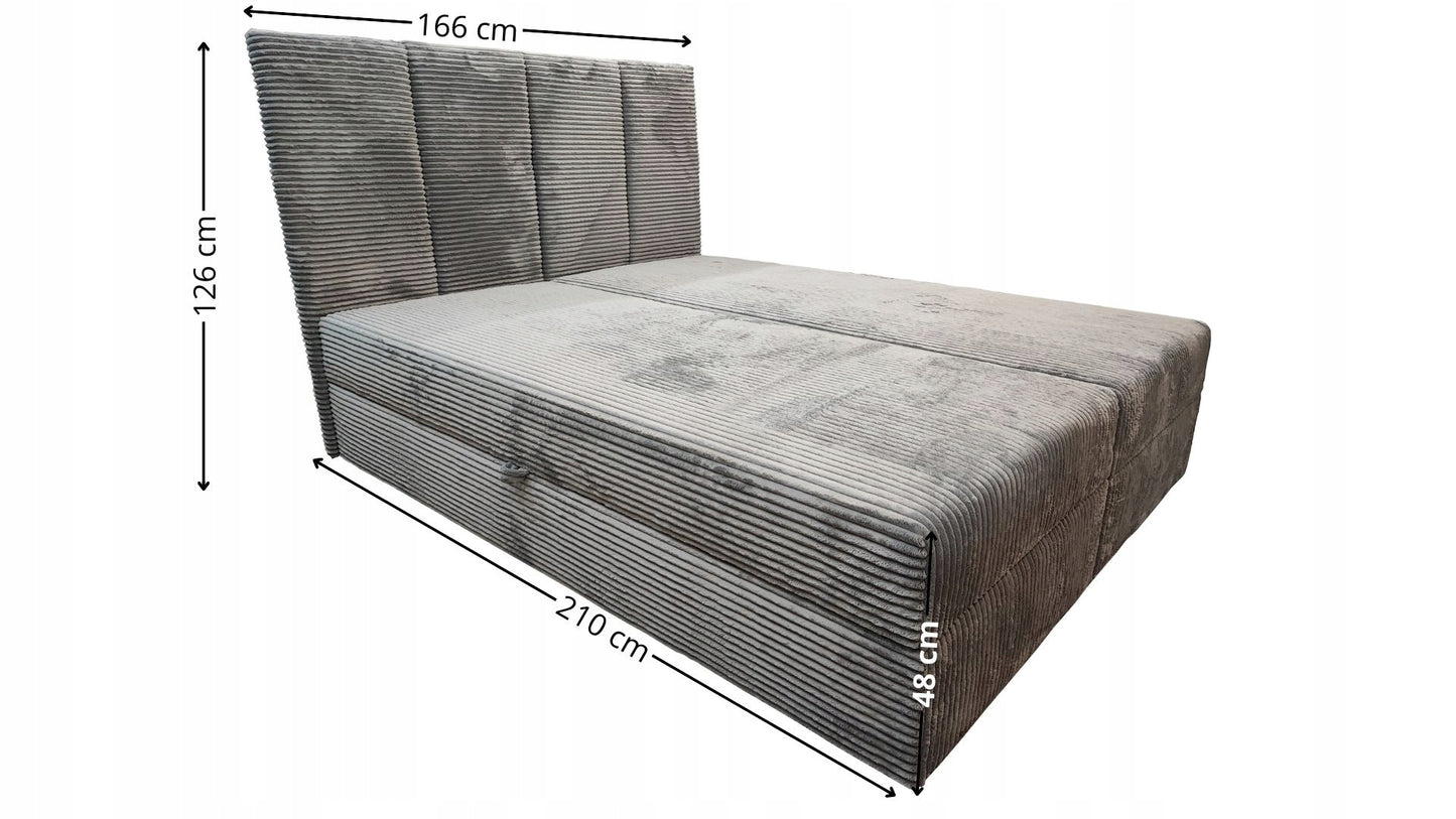 ŁÓŻKO KONTYNENTALNE Z POJEMNIKIEM Z MATERACEM BONELL DREAM PANELE SZTRUKS 160x200