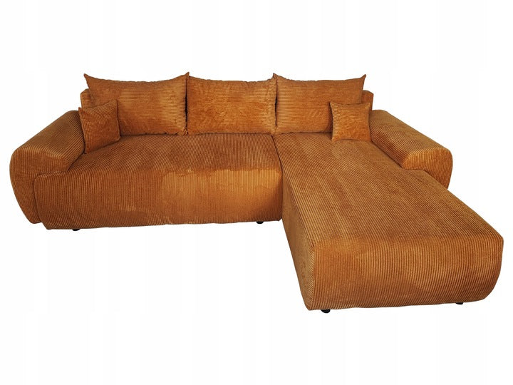 MIODOWY NAROŻNIK ROZKŁADANY ROGÓWKA Z FUNKCJĄ SPANIA SZTRUKS POSO UBO 276