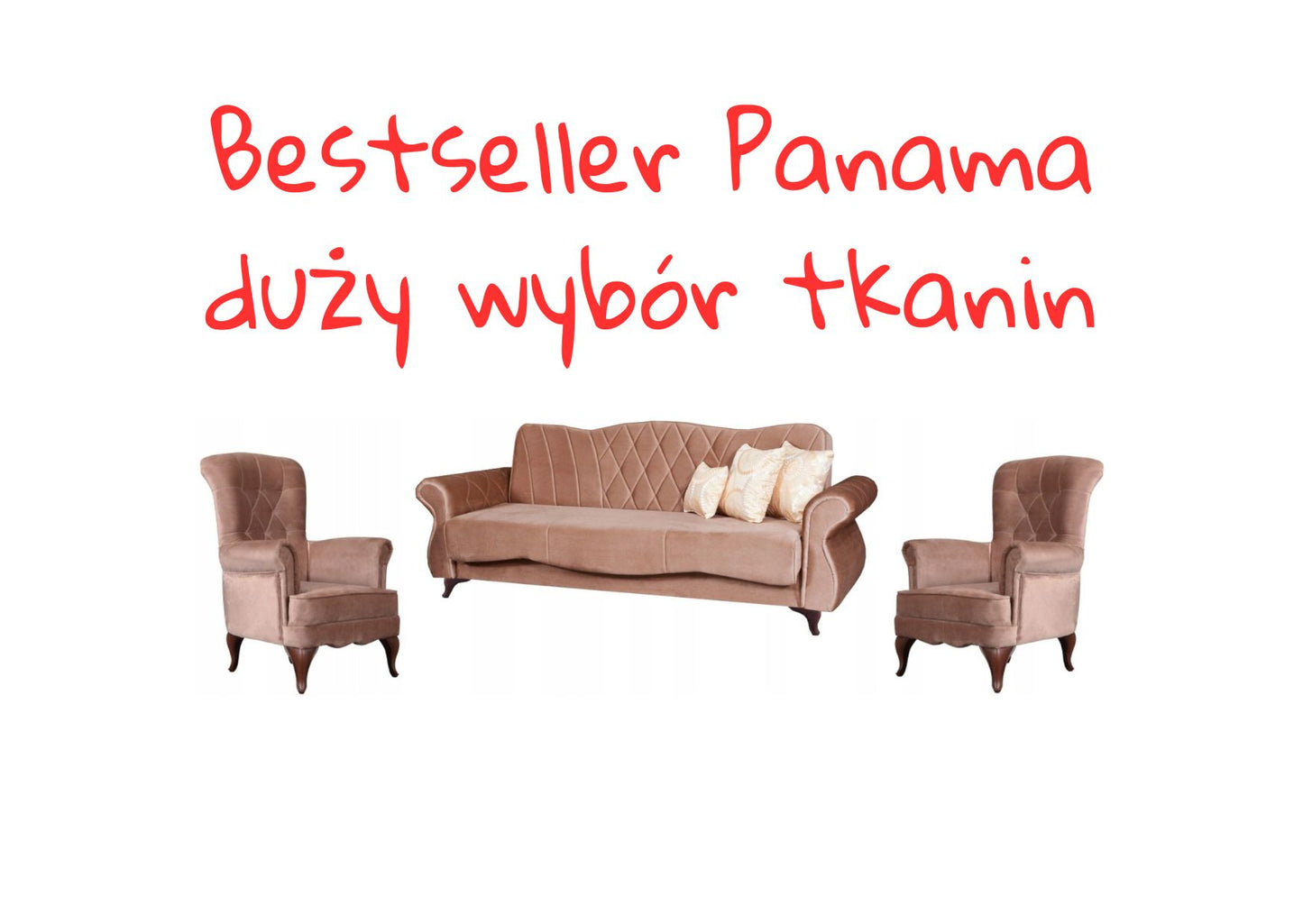 Zestaw wypoczynkowy Glamour 3+1+1 Wersalka + 2 fotele - Wybór tkanin