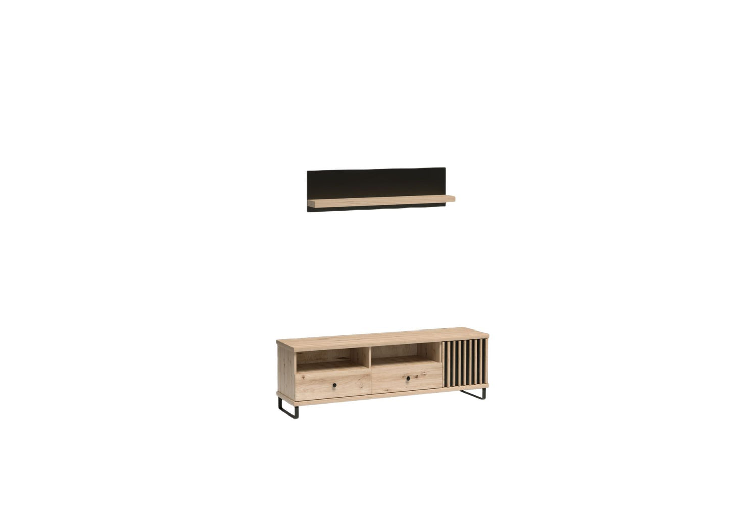 SZAFKA RTV ARTISAN LAMELE PÓŁKA NOGI LOFT