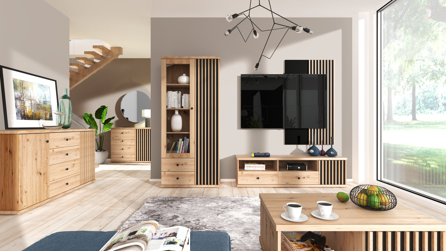 SZAFKA RTV ARTISAN LAMELE NOGI LOFT