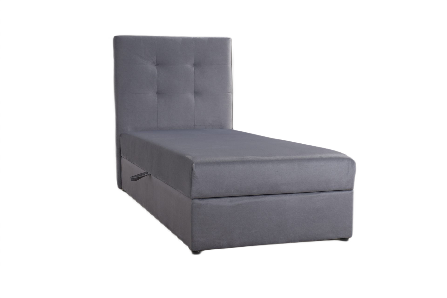 Jednoosobowe łóżko z materacem z pojemnikiem z zagłówkiem 90x200