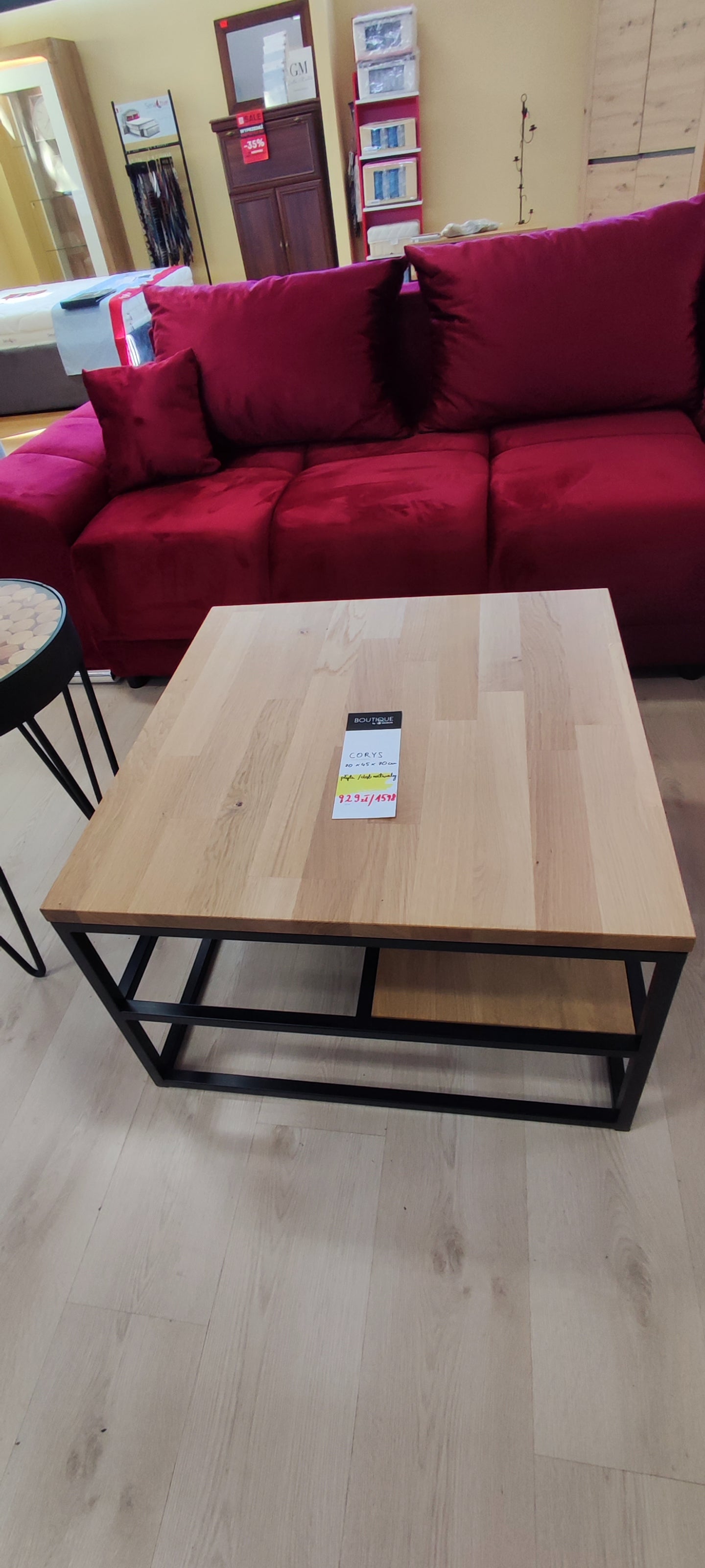 Ława Corys LOFT blat z naturalnego dębu - EKSPOZYCJA