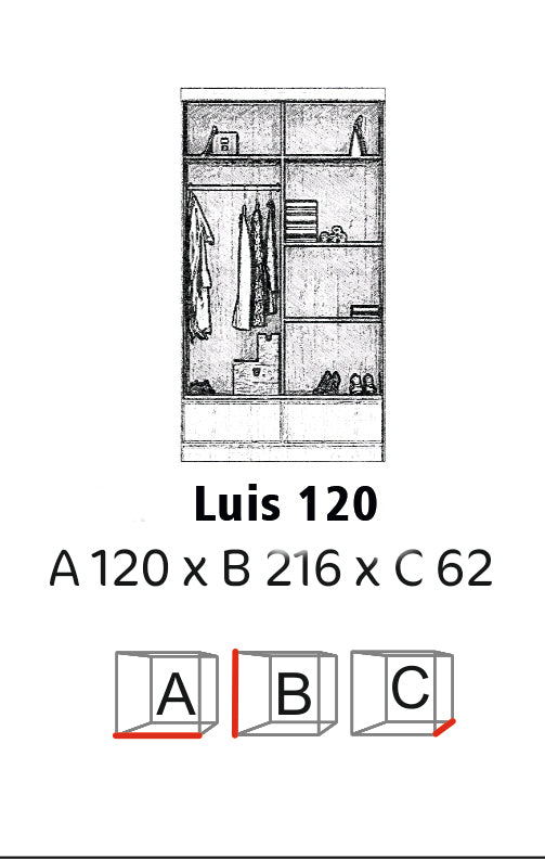 Nowoczesna szafa LUIS 124 cm z szufladami