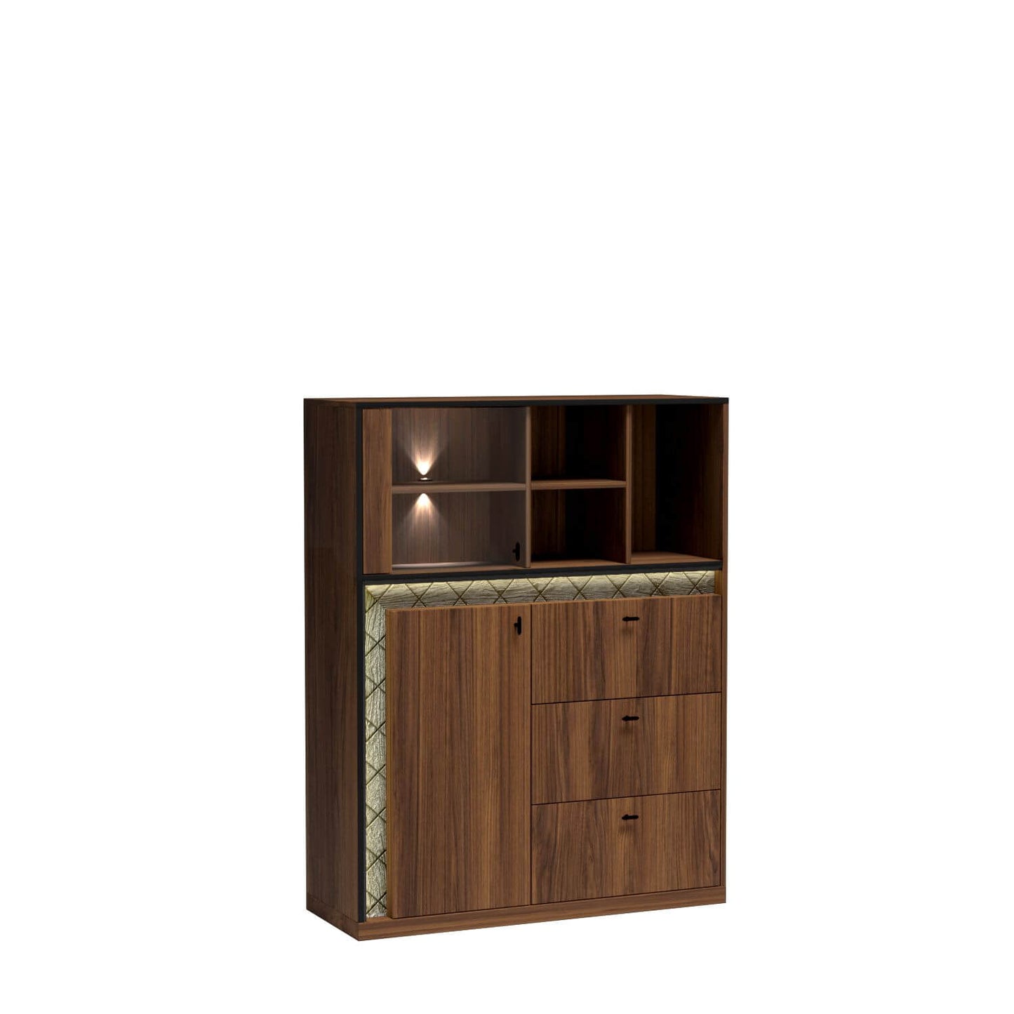 WITRYNA KREDENS WOOD LED GRATIS ORZECH