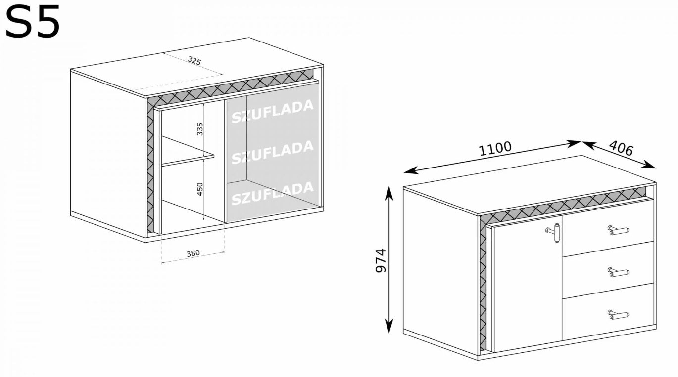 POJEMNA KOMODA W STYLU WŁOSKIM WOOD LED