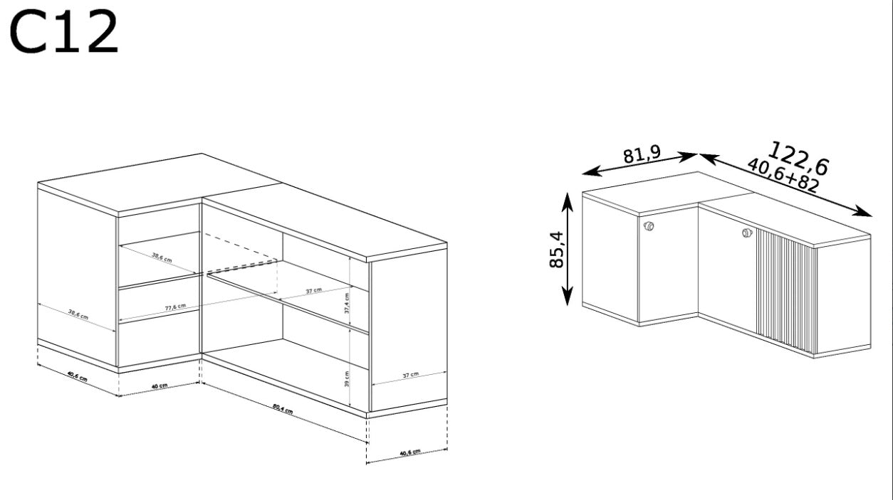 Wymiary oraz wnętrze komody narożnej ARTISAN loft lamele nogi metalowe są tak dostosowane aby mebel był stabilny i funkcjonalny zarazem.
