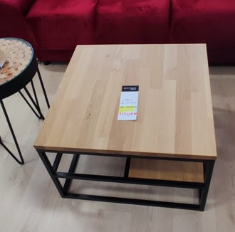 Ława CORYS loft blat z naturalnego dębu w połączeniu z metalową podstawą oraz ramą.