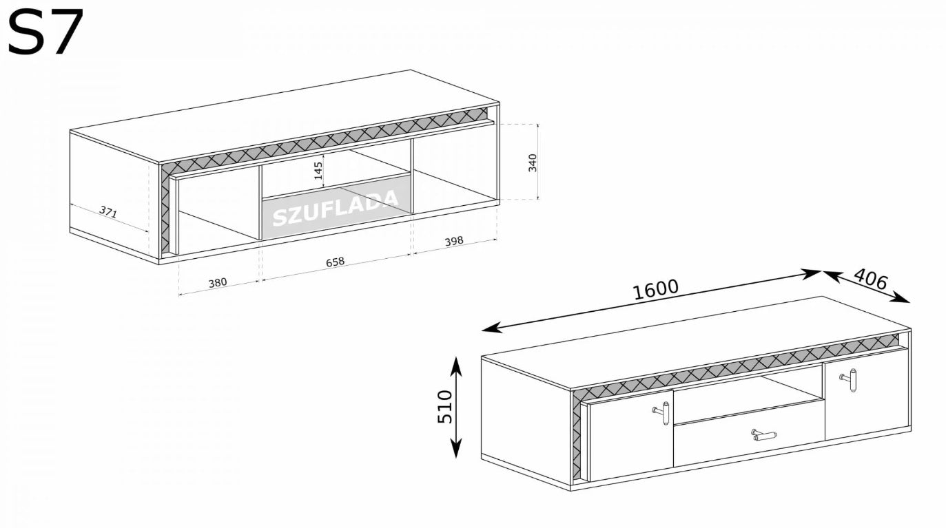 Wymiary oraz specyfikacja komody RTV 160 cm. WOOD LED. Mebel został stworzony tak, aby był funkcjonalny i stabilny zarazem.