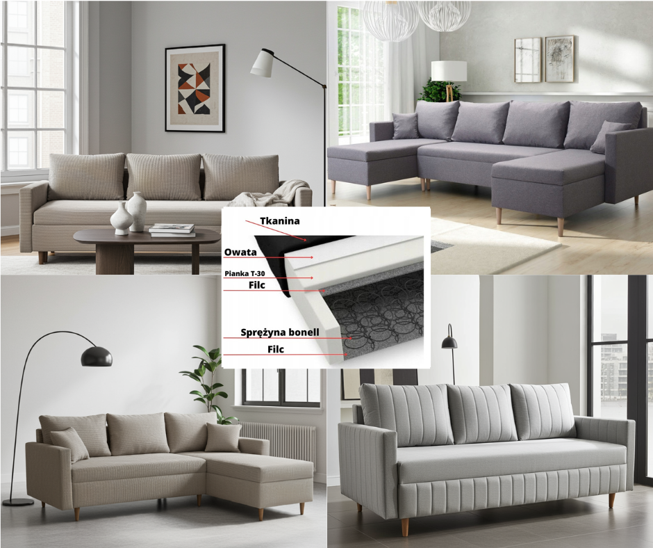 Bonell czy pianka T30 – jak wybrać najlepszy narożnik lub sofe  do salonu?