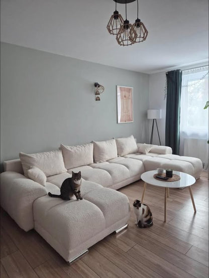 DUŻY NAROŻŃIK TAPICEROWANY XL HONEY U Z FUNKCJA SPANIA I POJEMNIKIEM NA POŚCIEL TKANINA Centaur 1 Bounce PLAMOODPORNA 5 KOLORÓW W PROMOCJI