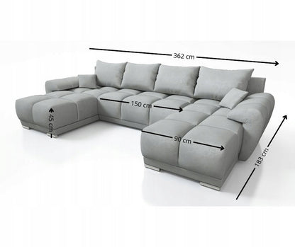 DUŻY NAROŻŃIK XL HONEY U Z FUNKCJA SPANIA I POJEMNIKIEM NA POŚCIEL TKANINA Centaur Bounce PLAMOODPORNA