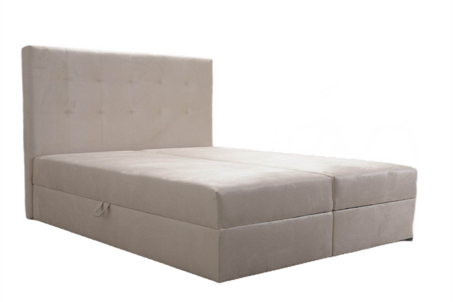 Tanie łóżko kontynentalne 140x200 cm z dwoma pojemnikami na pościel taniej niż IKEA Bodzio Agata