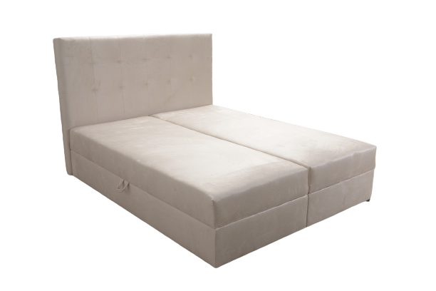 Podwójne łóżko kontynentalne 180x200 z dwoma pojemnikami na pościel oraz materacem bonell