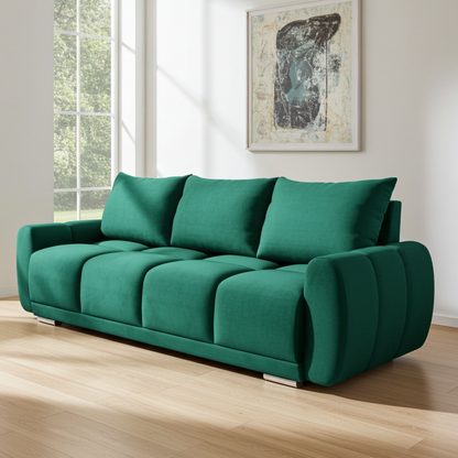 ZIELONA KANAPA SOFA WERSALKA DO SALONU HONEY 3 POJEMNIK SPRĘŻYNY WELUR PROMOCJA 5 KOLORÓW