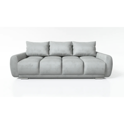 SZARA KANAPA ROZKŁADANA SOFA  3 FUNKCJA SPANIA SPRĘŻYNY WELUR POJEMNIK