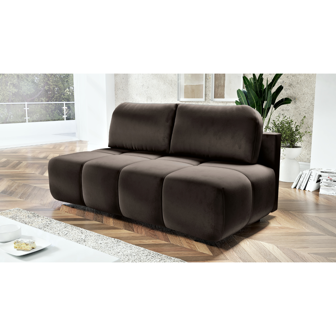 KANAPA ROZKŁADANA FUNKCJA SPANIA SOFA POJEMNIK HONEY MINI 195 CM SPRĘŻYNY