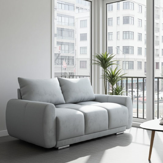 2-OSOBOWA SOFA DO SALONU HONEY ZIELONA KANAPA DO SIEDZENIA WELUR SPRĘŻYNY