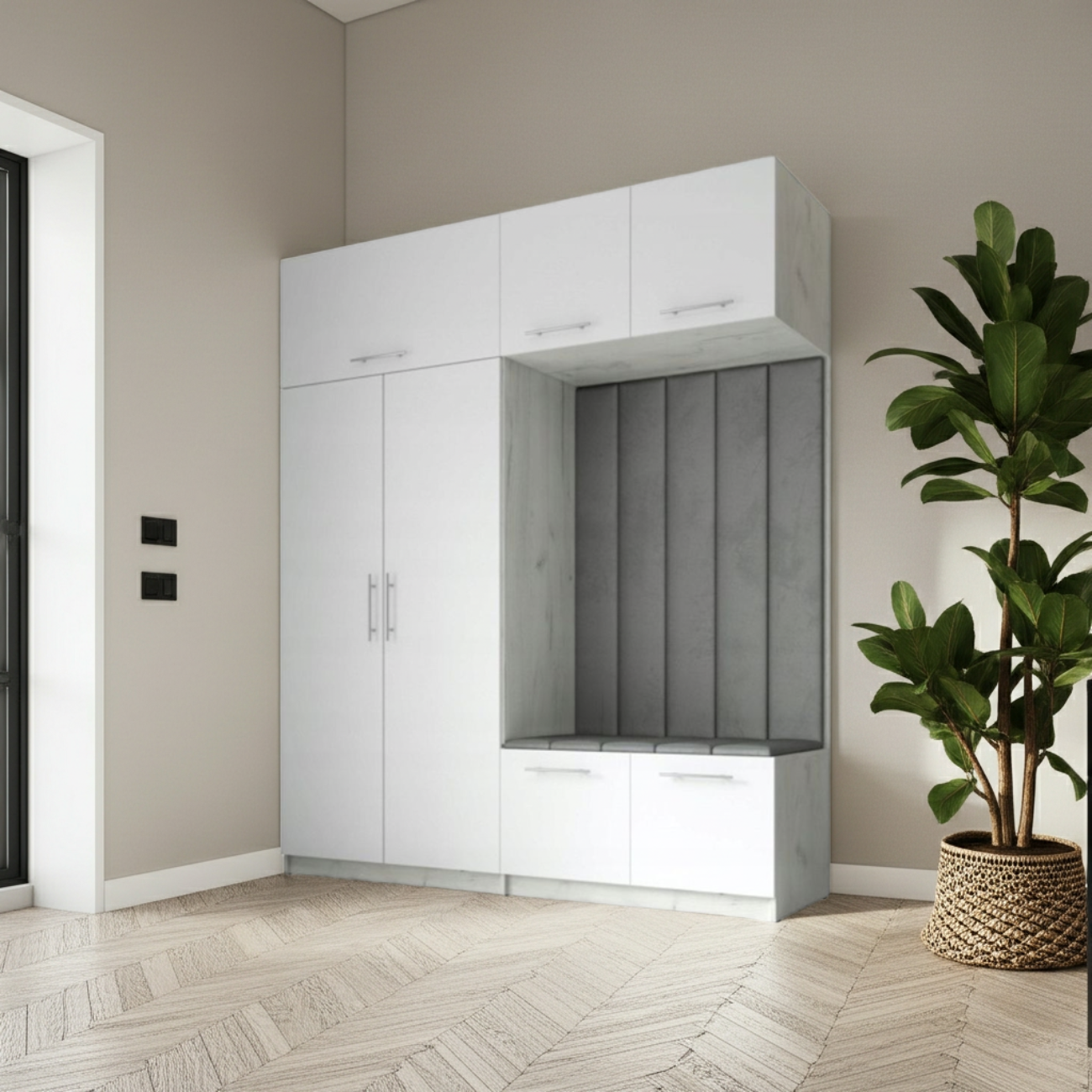 GARDEROBA DO PRZEDPOKOJU SZAFA NA UBRANIA NA KORYTARZ LILO V 200 CRAFT BIAŁY