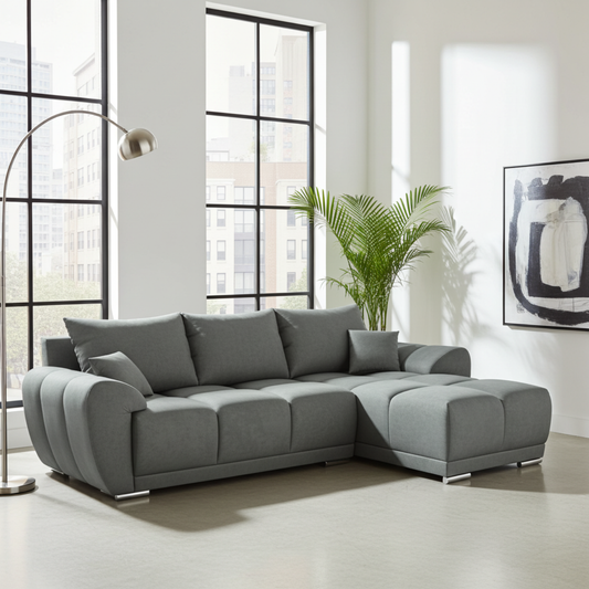 WYGODNY NAROŻNIK ROZKŁADANY ROGÓWKA Z FUNKCJĄ SPANIA HONEY L + POJEMNIK