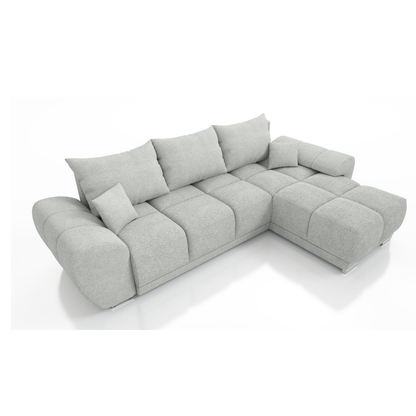 NAROŻNIK TAPICEROWANY HONEY L FUNKCJA SPANIA + POJEMNIK NA POŚCIEL TKANINA Bounce PLAMOODPORNA