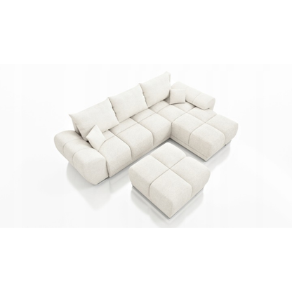 BRĄZOWY NAROŻNIK ROZKŁADANY Z FUNKCJĄ SPANIA HONEY L + DUŻA PUFA HONEY DO SALONU PROMOCJA ZESTAW