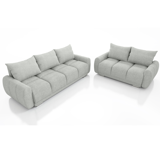 NOWOCZESNY ZESTAW DO SALONU PIKOWANA KANAPA ROZKŁADANA + SOFA HONEY BOUCKLE HONEY 3 + HONEY 2