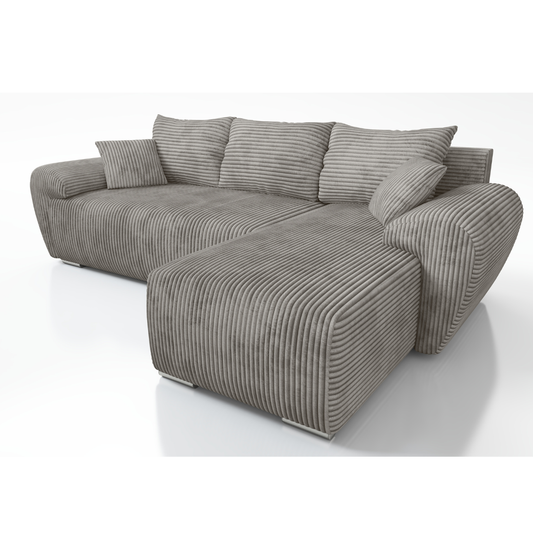 NAROŻNIK W SZTRUKSIE  ROZKŁADANY Z FUNKCJĄ SPANIA UBO ROGÓWKA TOP SZTRUKS 276 CM