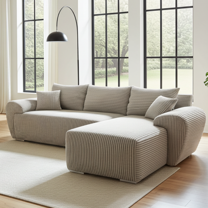 NAROŻNIK W SZTRUKSIE  ROZKŁADANY Z FUNKCJĄ SPANIA UBO ROGÓWKA TOP SZTRUKS 276 CM