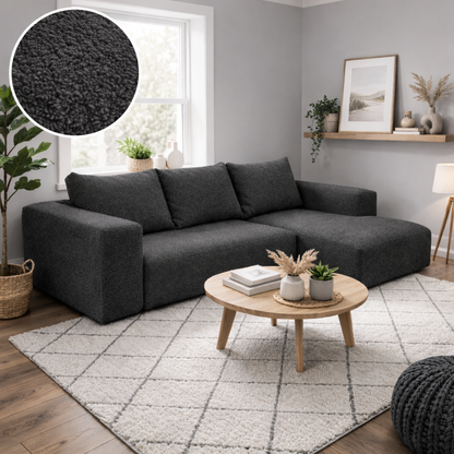 GRAFITOWY NAROŻNIK ROZKŁADANY Z FUNKCJĄ SPANIA POJEMNIK NA POŚCIEL  BELLA BARANEK BUCKLA