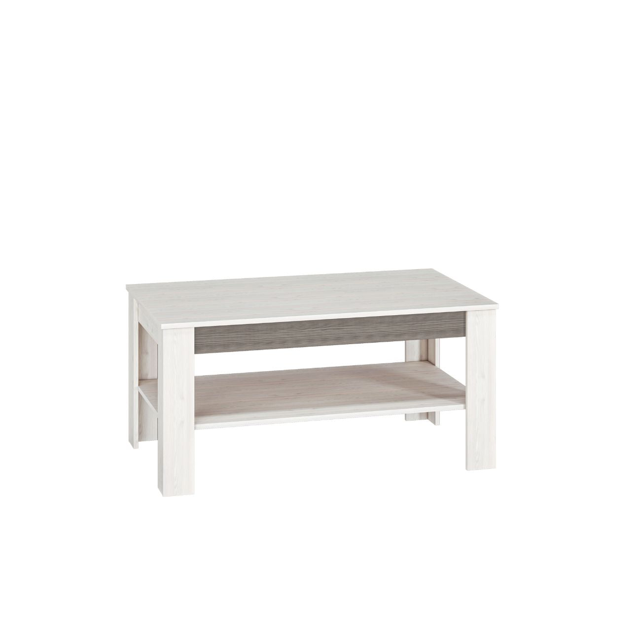 Zdjęcie przedstawiające nowoczesną ławę do salonu z półką Blanka. Modna ława do salonu Blanka taniej niż w IKEA BODZIO AGATA MEBLE