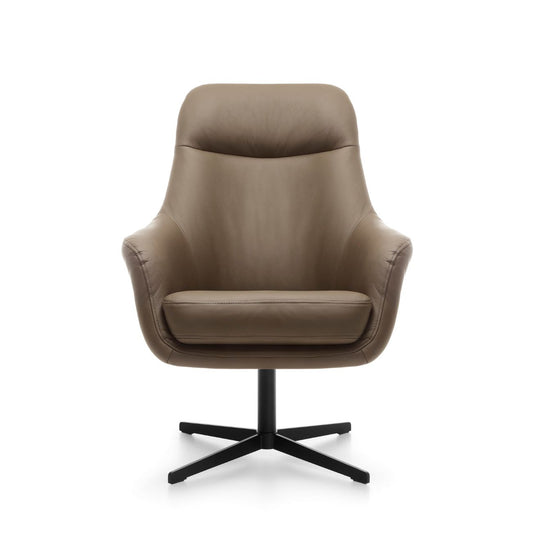 Skórzany, nowoczesny, biurowy fotel obrotowy Polo wykonany w skórze naturalnej z metalową nogą.
