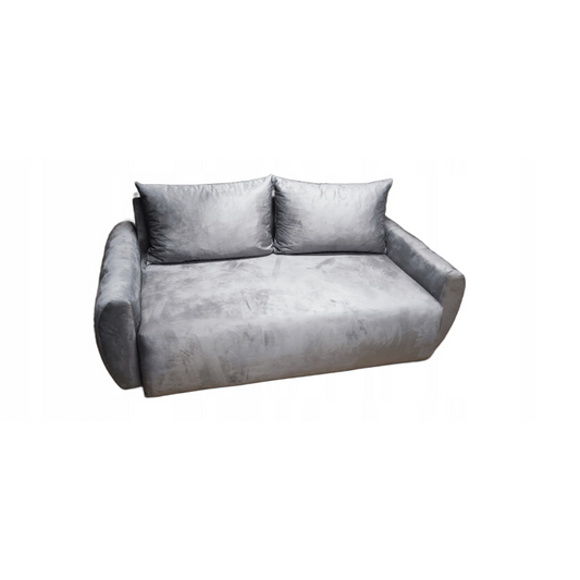WYPRZEDAŻ SZARA SOFA DO SALONU KODA 2 SPRĘŻYNY FALISTE KANAPA DWÓJKA + pufa  M0-85